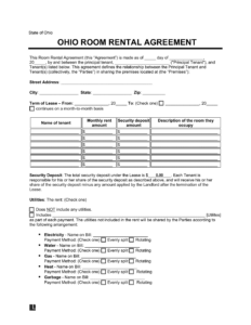 Free Ohio Lease Agreement Templates 6 PDF Word