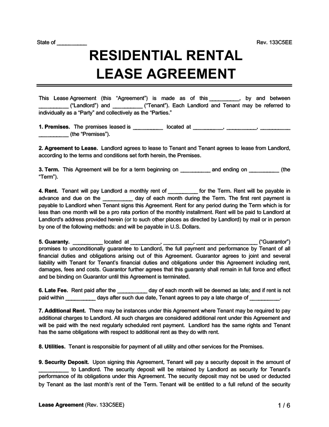 Full Tenant Liability Agreement