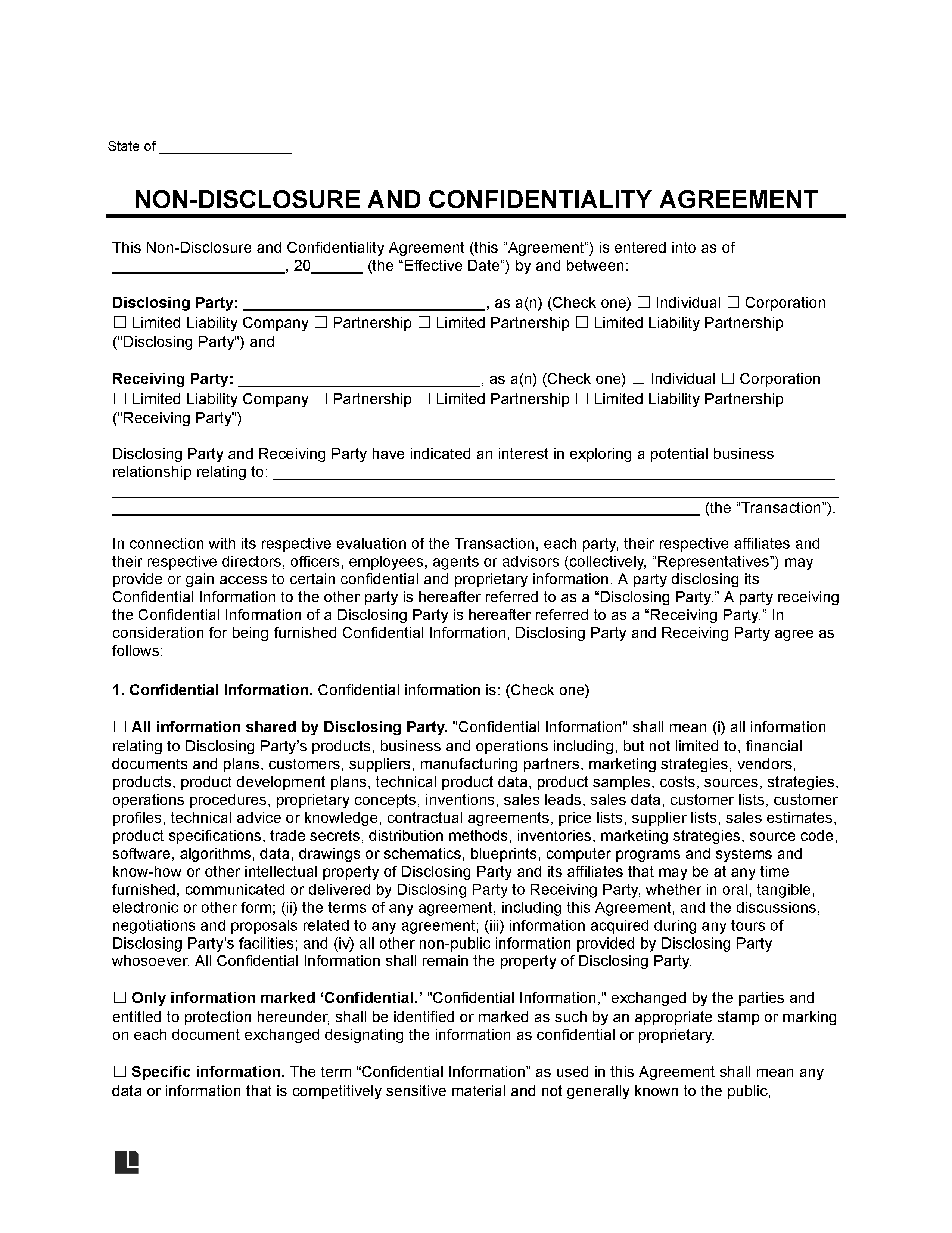 Non-Disclosure Agreement Template  Create a Free NDA Form 