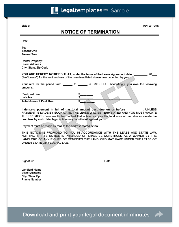 Free Eviction Letter From Landlord from legaltemplates.net