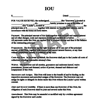 o letter u i template Free  an Create  Template  IOU LegalTemplates  IOU Form