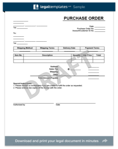 Simple Purchase Order Template from legaltemplates.net