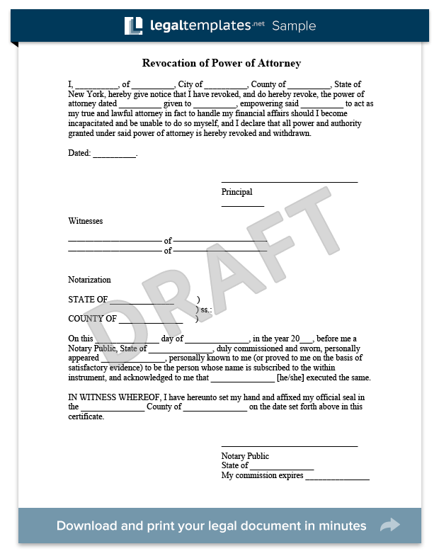 NEW REVOCATION FORM FOR POWER OF ATTORNEY Form