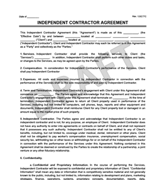 Independent Contractor Agreement Document Thumbnail