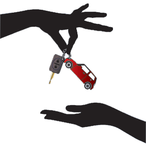 hands exchanging automobile and keys