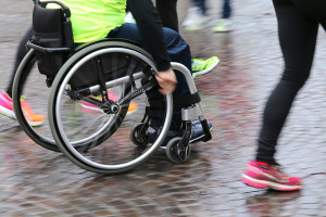 disabled person in a wheelchair in a race