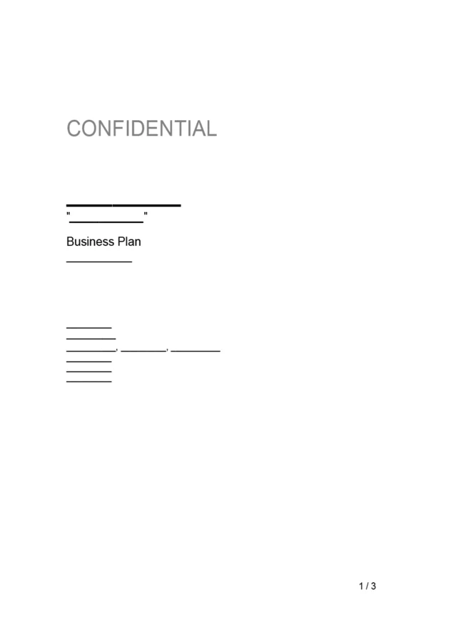 Business Plan Template Example Form