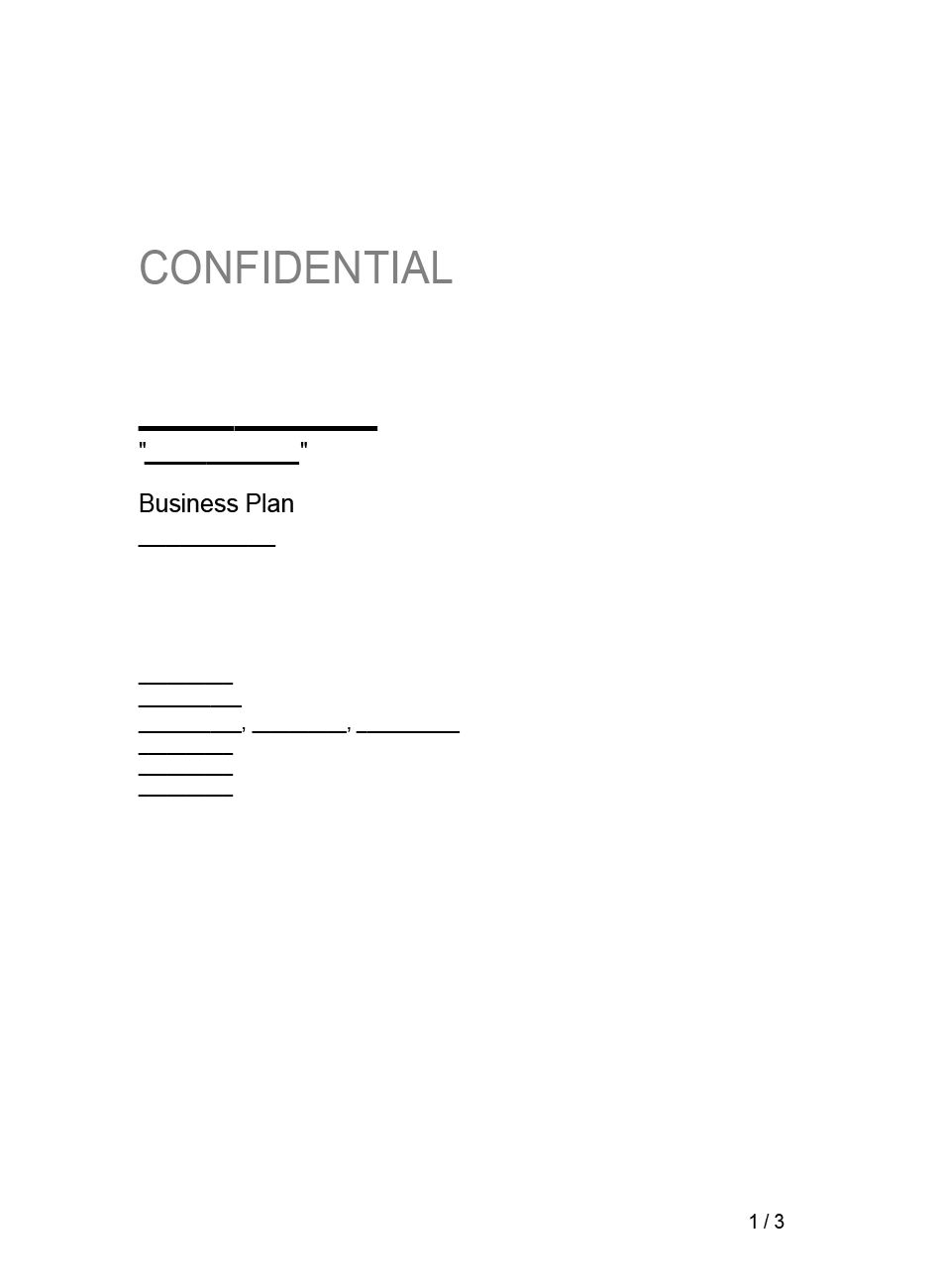 Business Plan Template Example Form