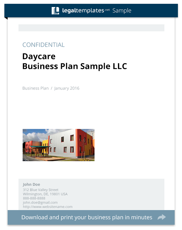 Daycare Business Plan Sample  Legal Templates