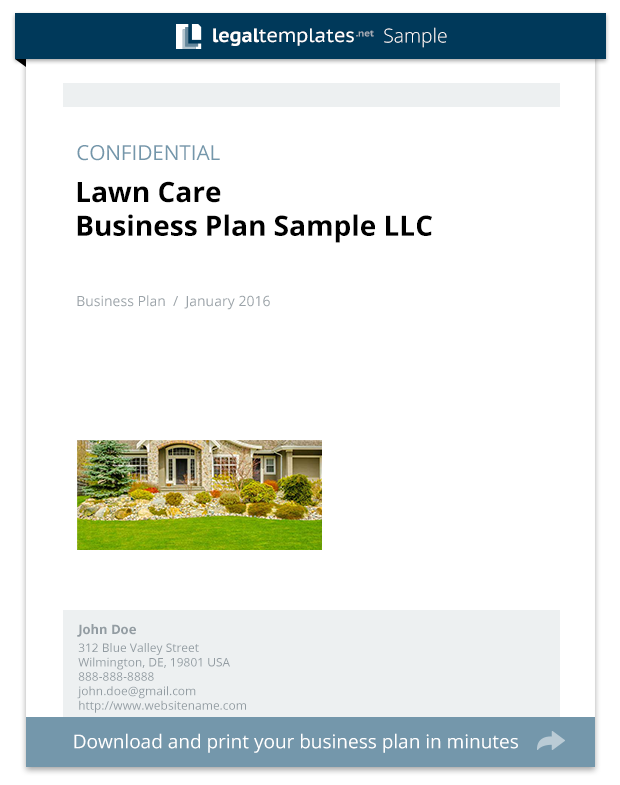 Lawn Care Business Plan Sample  Legal Templates