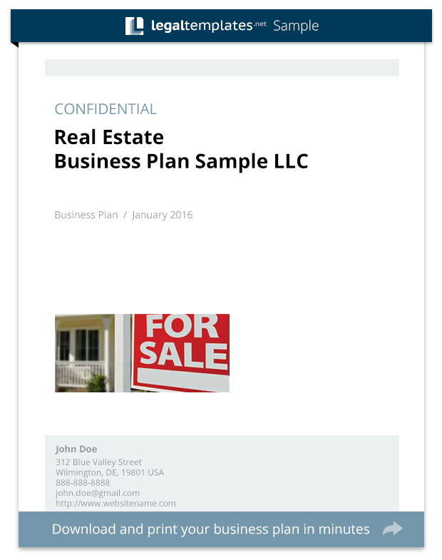 Business Plan For Real Estate Agents Template