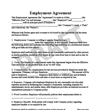 California Commission Employment Agreement employment agreement sample