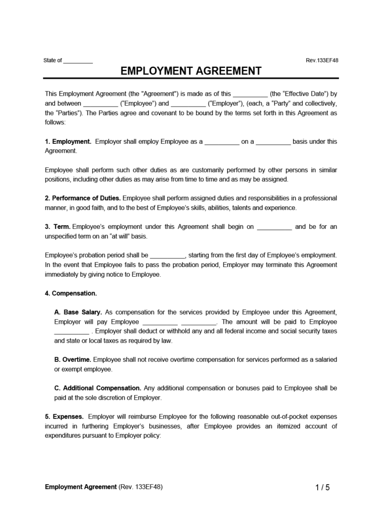 Free Employment Contract Template | PDF & Word