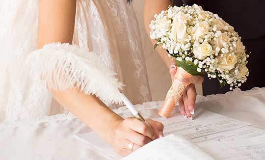 wedding ceremony woman changing her name