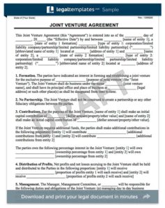 joint venture agreement form 237x300