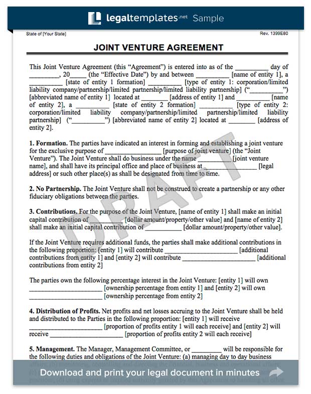 Create A Joint Venture Agreemnent Legal Templates