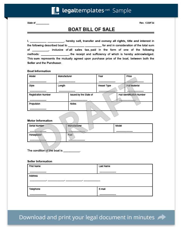 Free Bill of Sale Forms PDF Word Templates View DMV Samples
