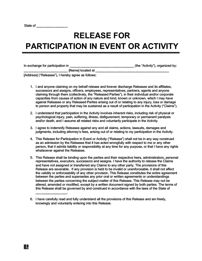 Sample Sports Waiver