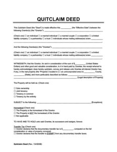 quitclaim deed template