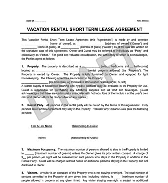 vacation rental short term lease agreement create download