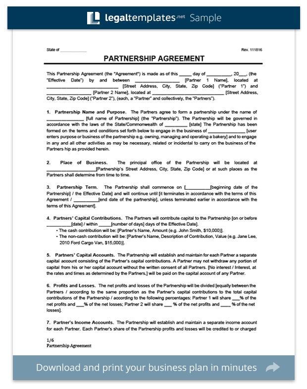 How Do You Write A Simple Partnership Agreement