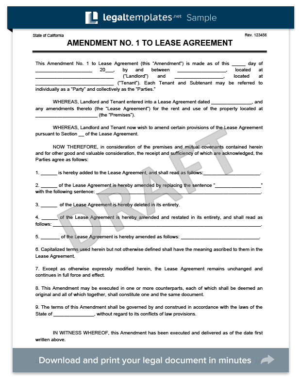 lease amendment template example