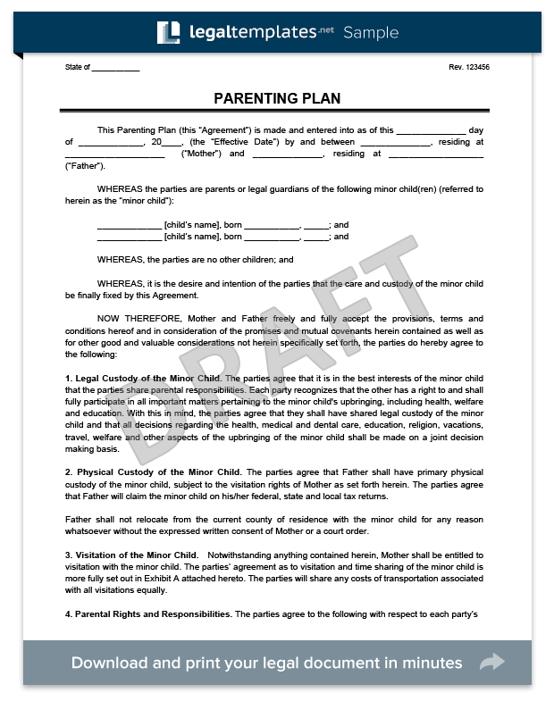 Parenting Agreement Template Free from legaltemplates.net