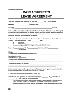 Massachusetts Residential Lease Agreement | Legal Templates