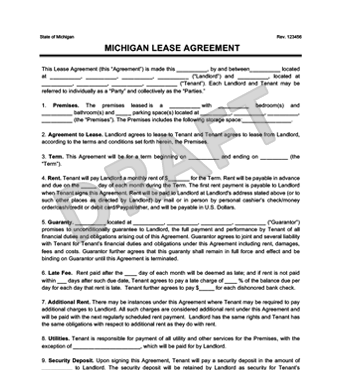 Sublease Agreement Michigan Template