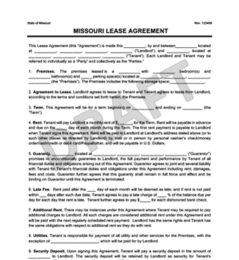 missouri residential leaserental agreement create download