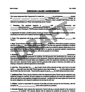 Oregon Residential Lease/Rental Agreement | Create &amp; Download