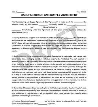 Manufacturing Supply Agreement Create Download a Free Form