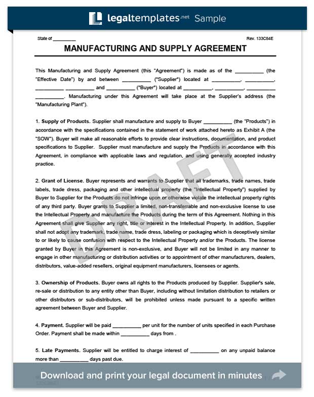 Pharmaceutical Supply Agreement Template