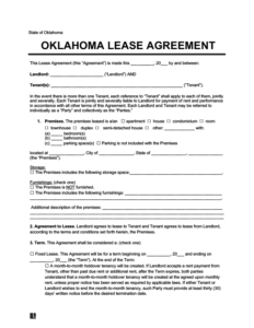 oklahoma residential leaserental agreement forms free pdf