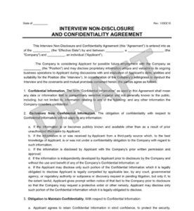 Free Interview Non-Disclosure Agreement Form | PDF & Word