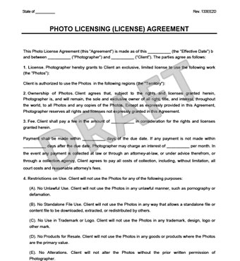 agreement sample photography licensing for License Licensing Create Photo Form   Photo Agreement a