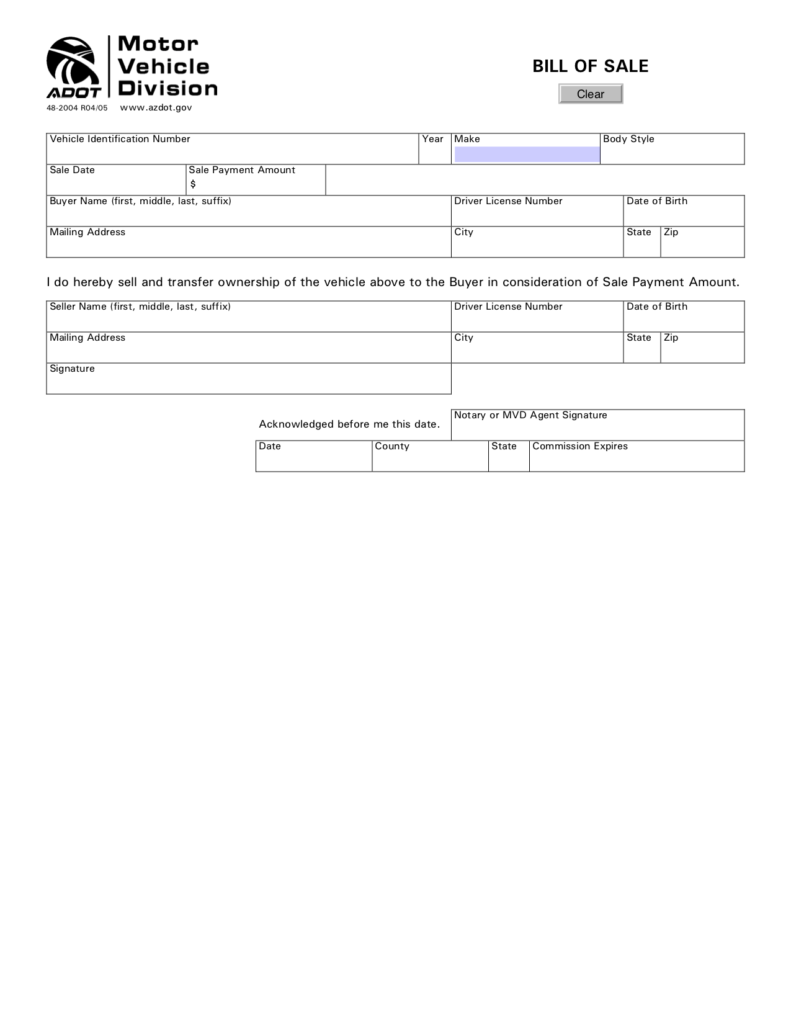 Free Arizona Bill Of Sale Form Pdf And Word Legaltemplates 2765