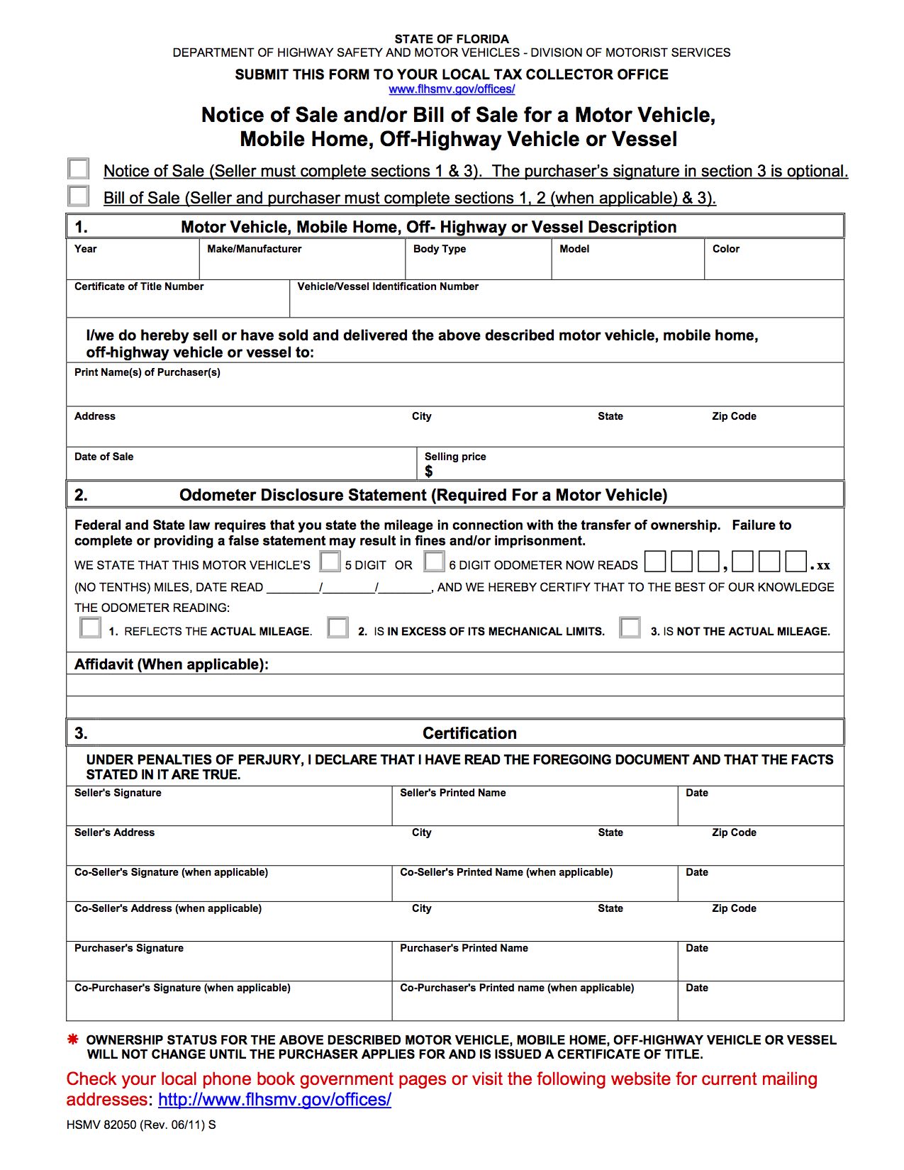 Free Florida Bill Of Sale Form Pdf Template Legaltemplates