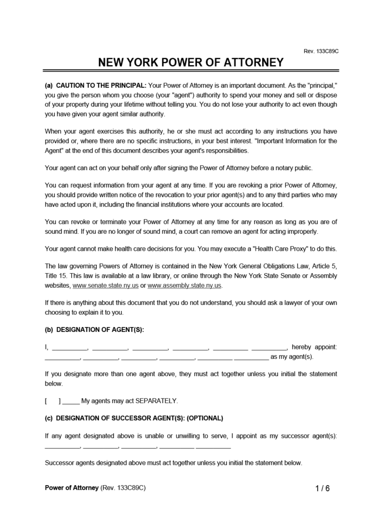 New York Power of Attorney Forms | PDF &amp; Word Downloads