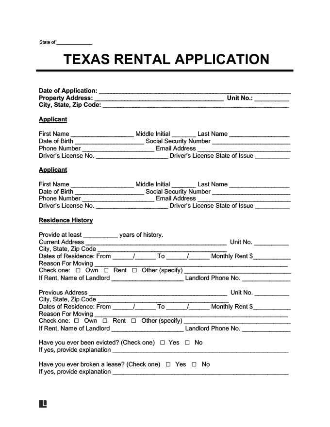 Texas Rental Application Form Create A Free Tx Lease Application 3275