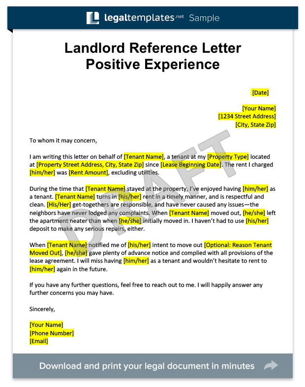 How to Write a Landlord Reference Letter | Legal Templates