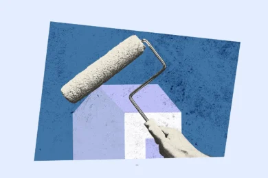 A paint roller painting over normal wear and tear in rentals