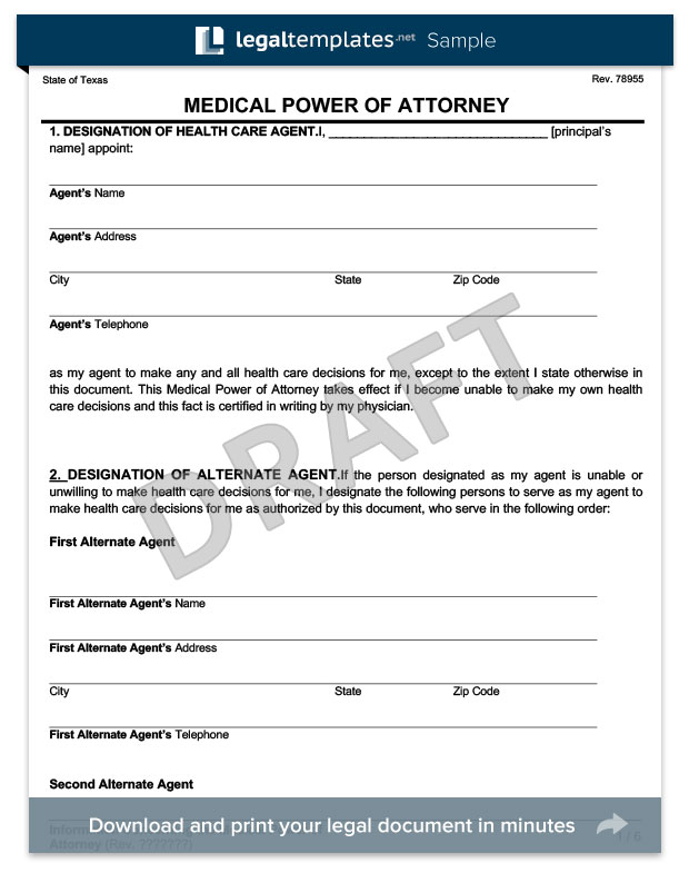 Create a Texas Medical Power of Attorney Free PDF Legal Templates