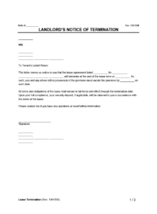Lease Termination Example Form