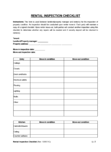 Free Rental Inspection (Walkthrough) Checklist Template | PDF