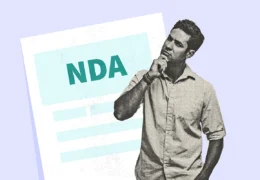 Person standing before an NDA and pondering whether they should sign it