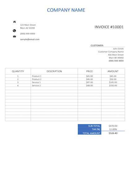 construction invoice template sample image