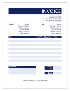 generic invoice template google docs sample image