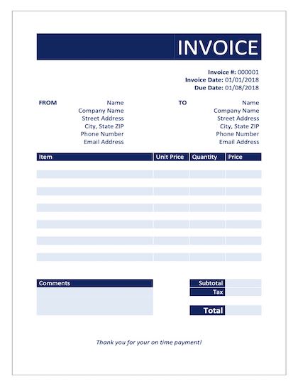 blank invoice template microsoft word google docs