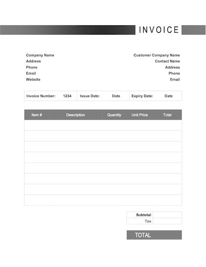 generic invoices templates